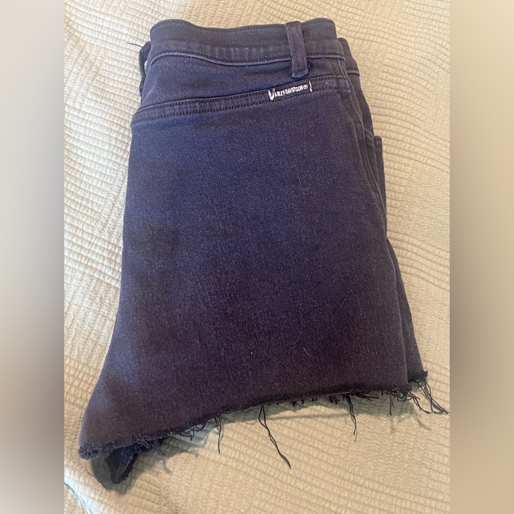 Harley- Davidson Vintage Women Black Cut- Off  Denim Shorts Size 10 - Picture 10 of 14